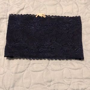 Blue bandeau tube crop top